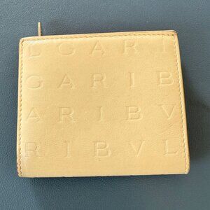Bvlgari Cream Leather Wallet